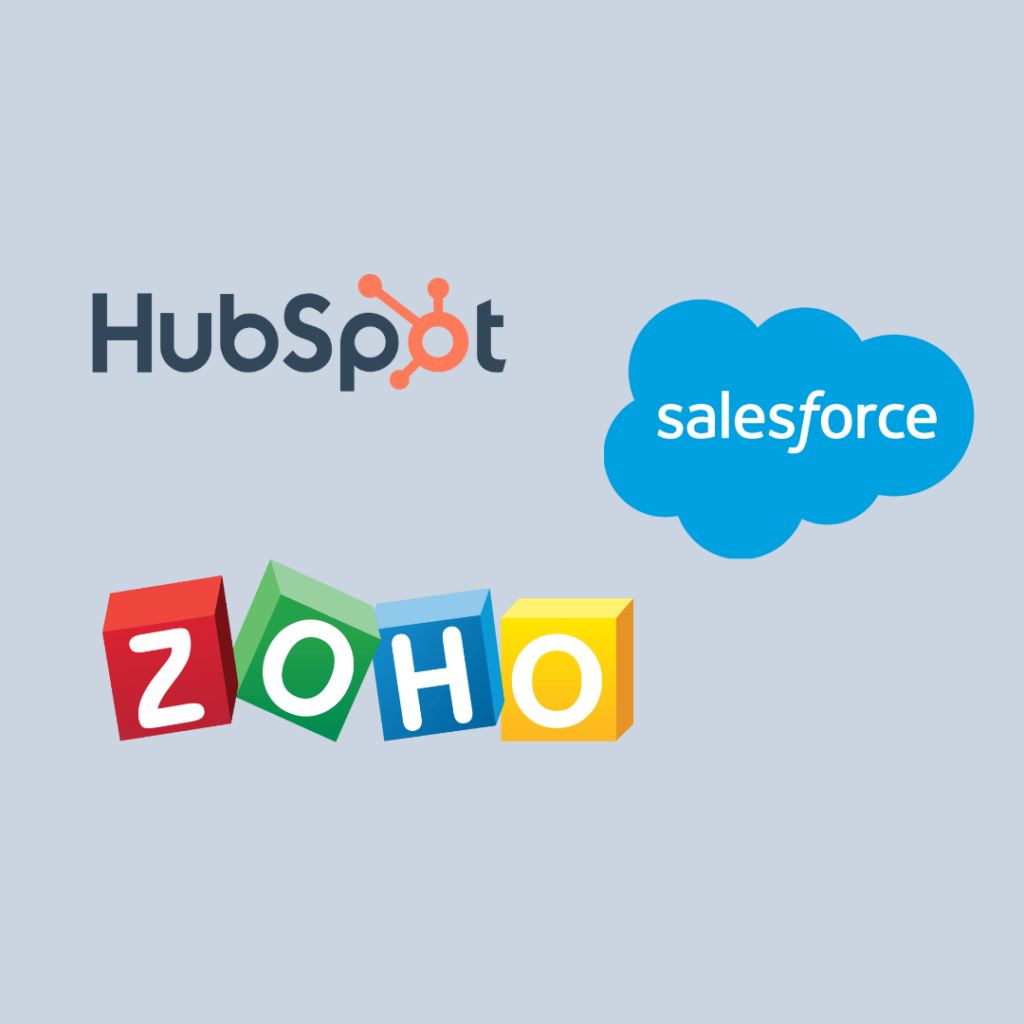 Billede af Hubspot, Salesforce og ZOHO logoerne